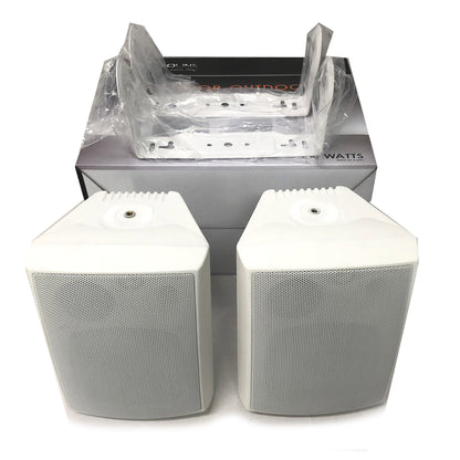 New Audioline Indoor Outdoor Speaker Pair 3-Way 4"" Bookshelf Wall / Ceiling Mount V185-AL40D