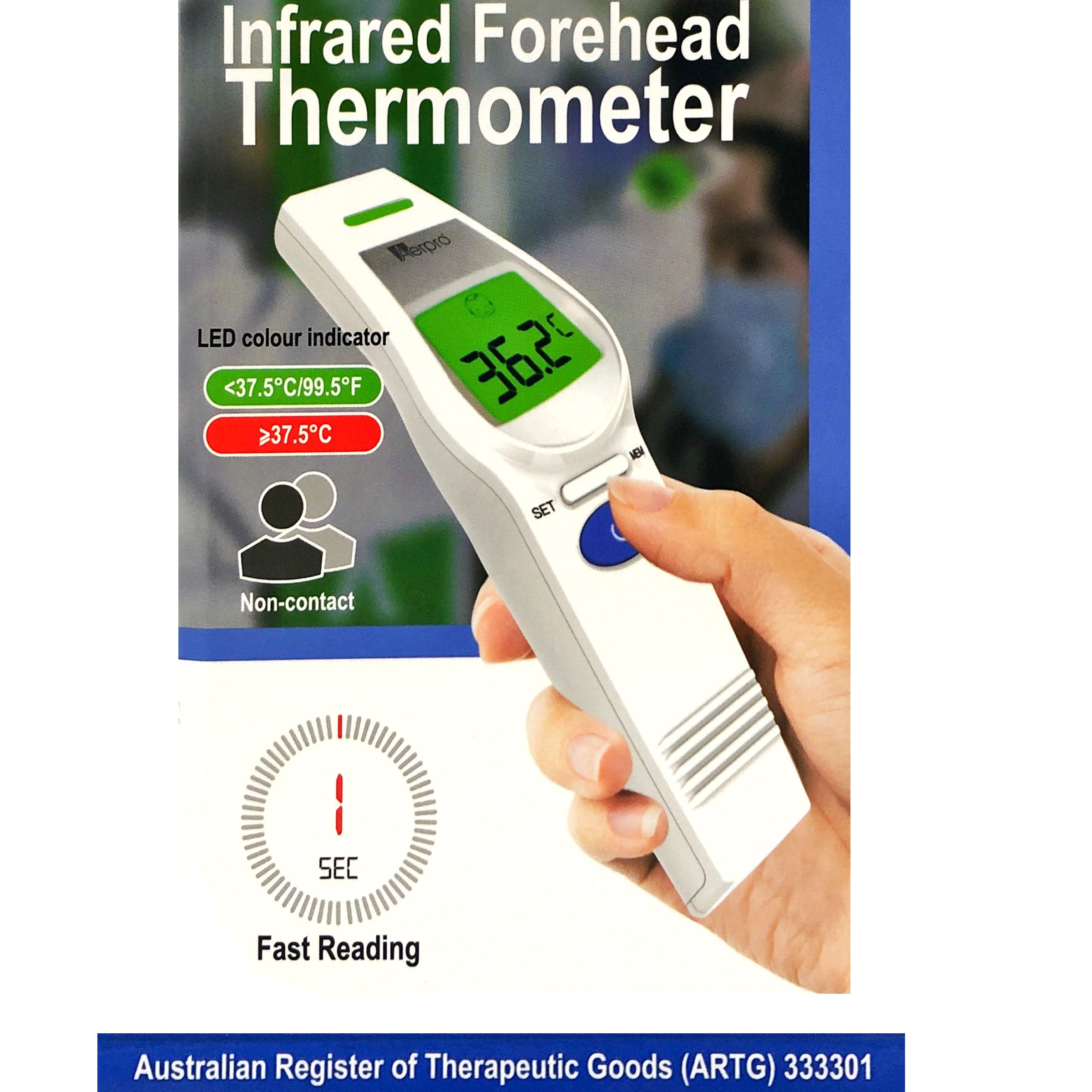 Aerpro Non Contact Infra Red Forehead & Body Thermometer Australian ARTG Registered V185-APIRT02