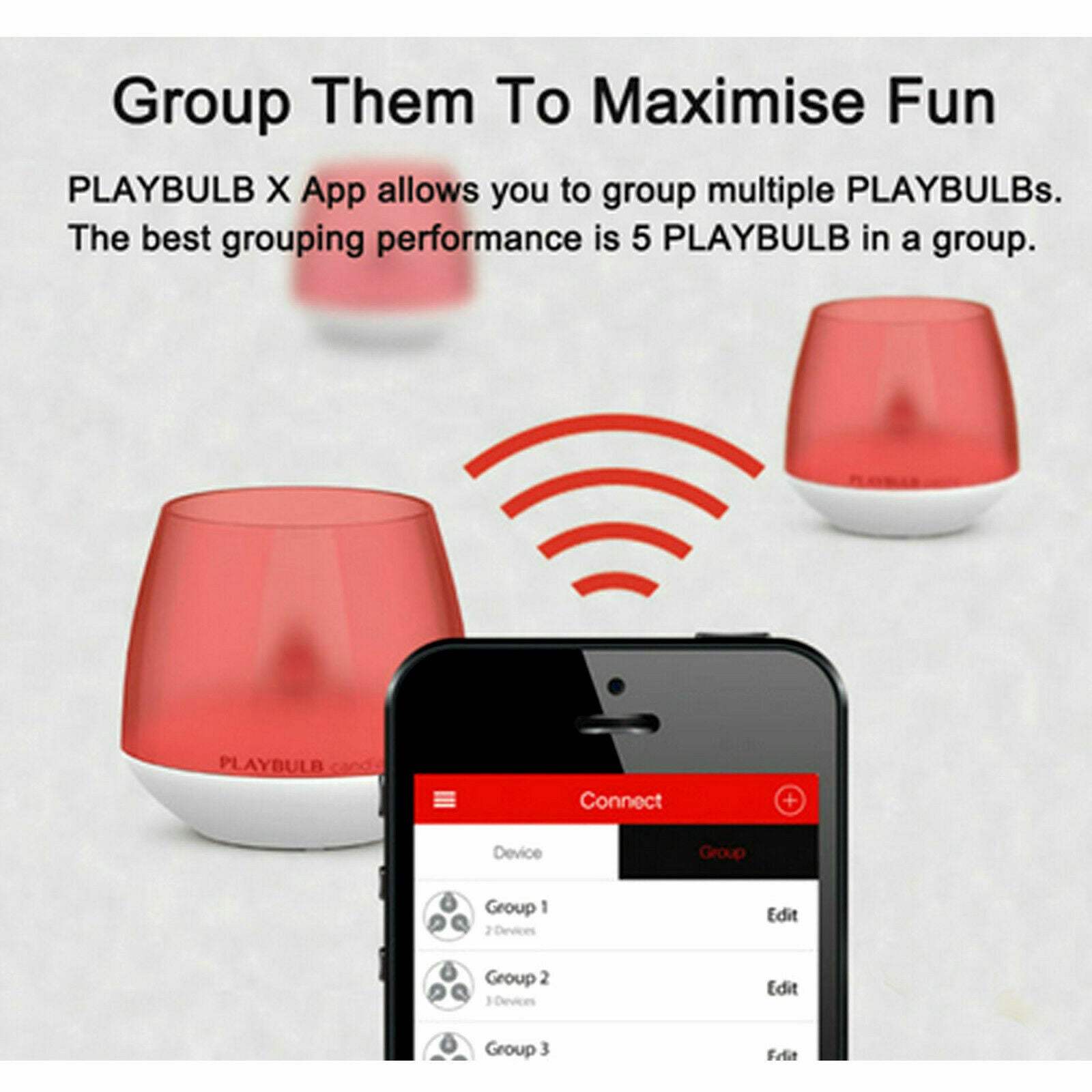 Twin Pack MIPOW PlayBulb LED Flameless Candle Night Light App Control Wedding Party V185-BTL300WT2