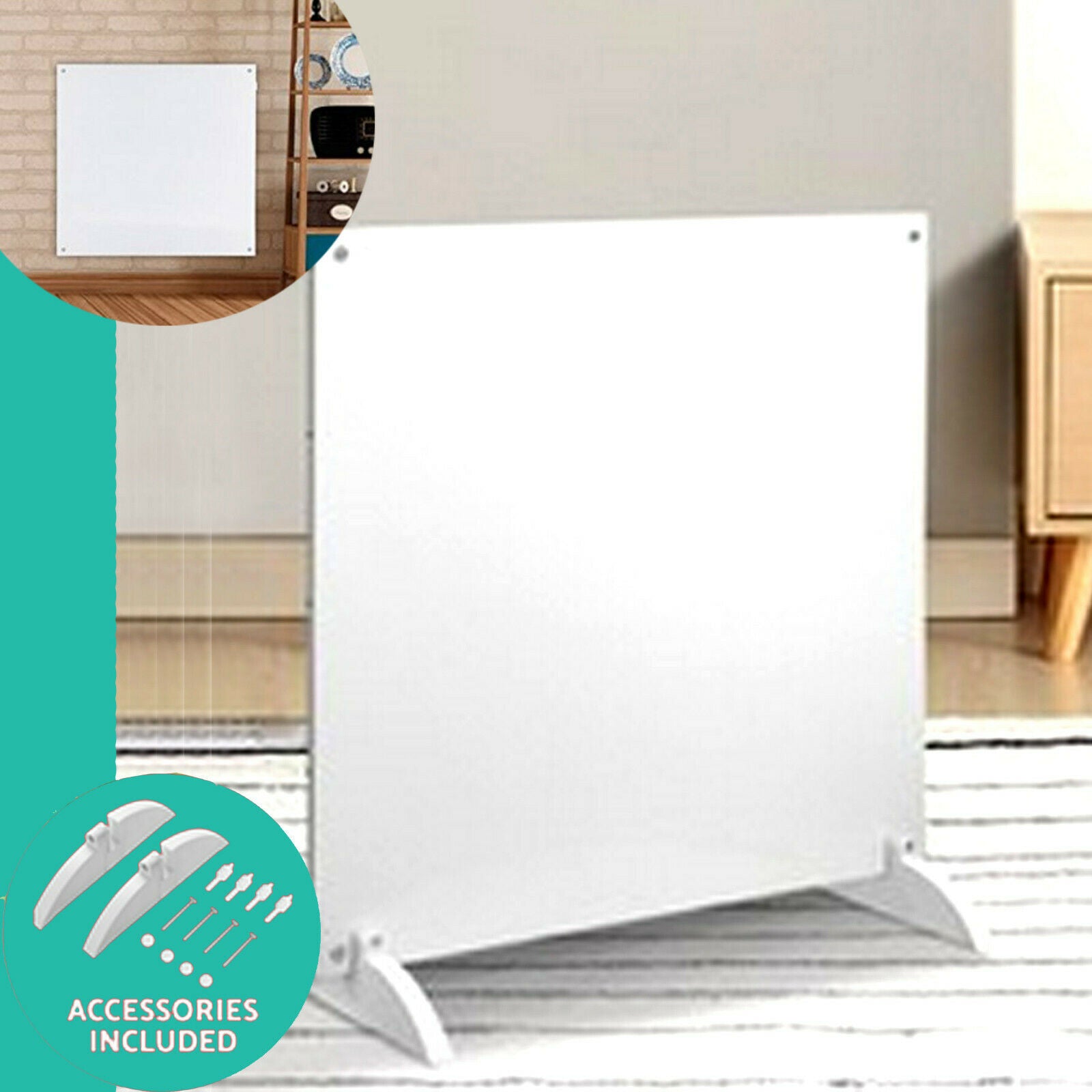 Slimline Electric Infrared Eco Panel Heater Floor/ Wall Mount White Metal 600w V185-CH03WHITE
