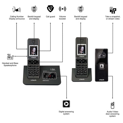 VTech 15951 Twin DECT 6.0 Cordless Home Phone w Video Doorbell Answering Machine V185-CLS15951