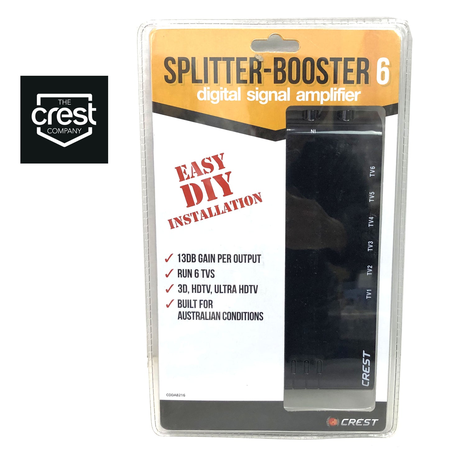 Crest UHF VHF Digital TV Signal Splitter Distributor 6 Outputs V185-CODA8216