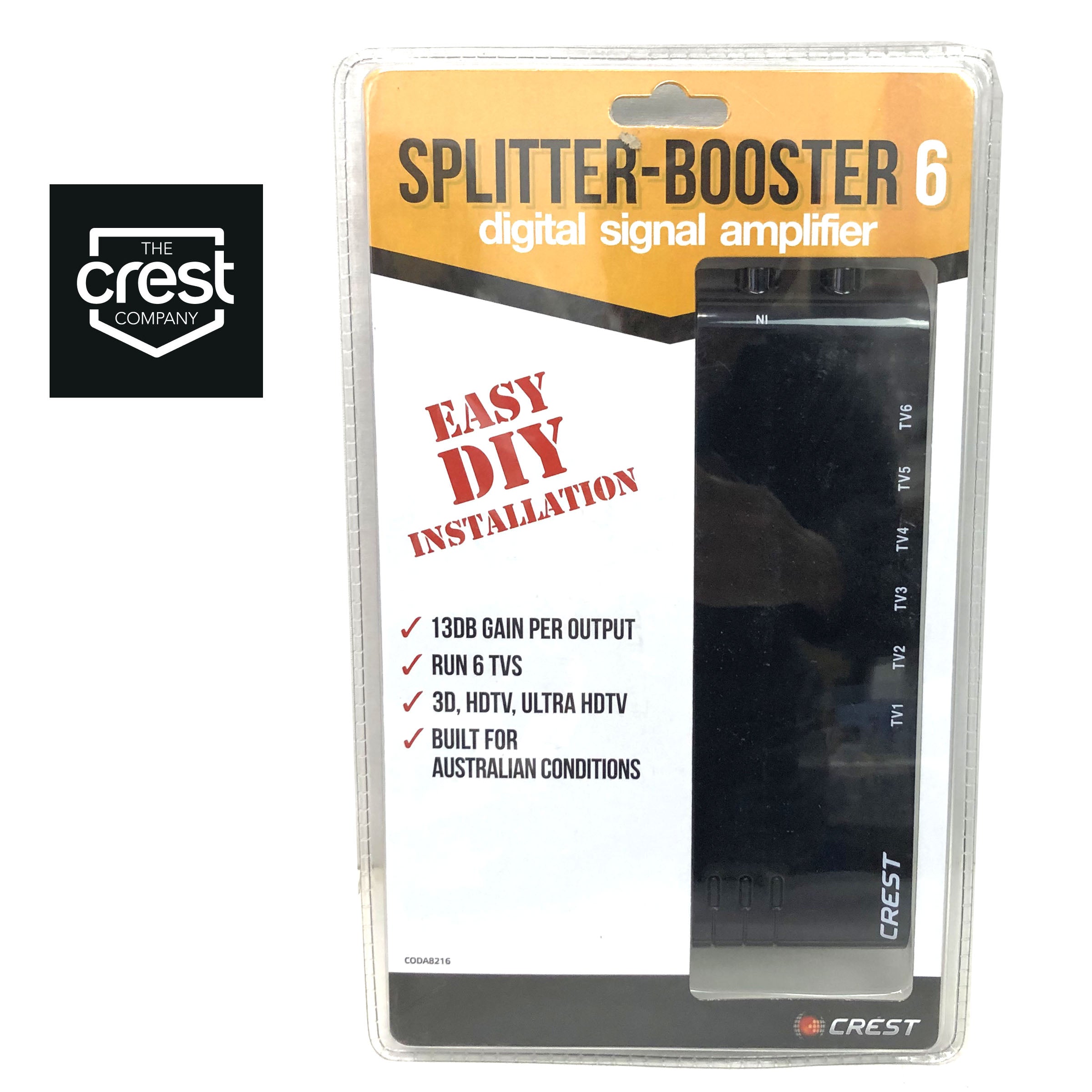 Crest UHF VHF Digital TV Signal Splitter Distributor 6 Outputs V185-CODA8216