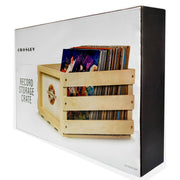 Crosley Vinyl LP Record Storage Crate Natural Wood Holds up to 75 V185-CR1004A-NA