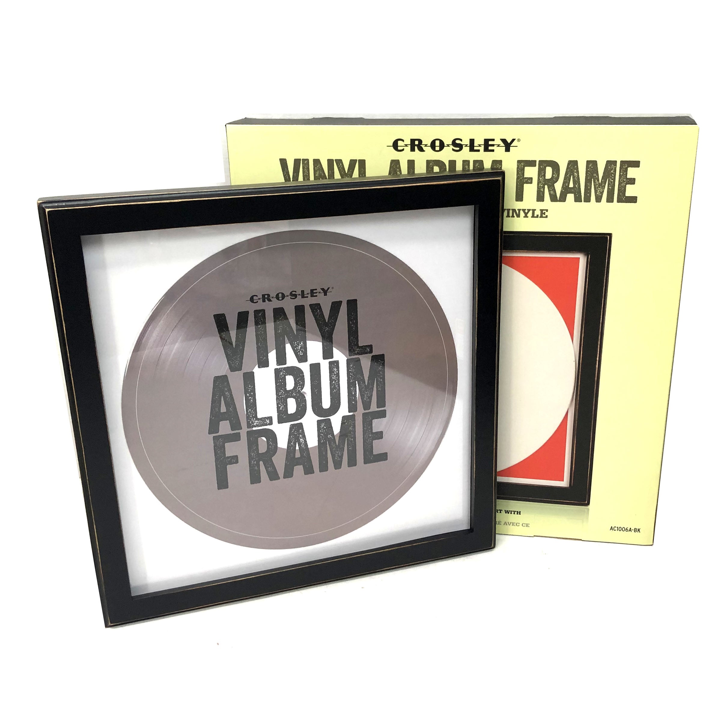 Crosley LP Vinyl Record Wall Display Wood Frame - Black V185-CR1006