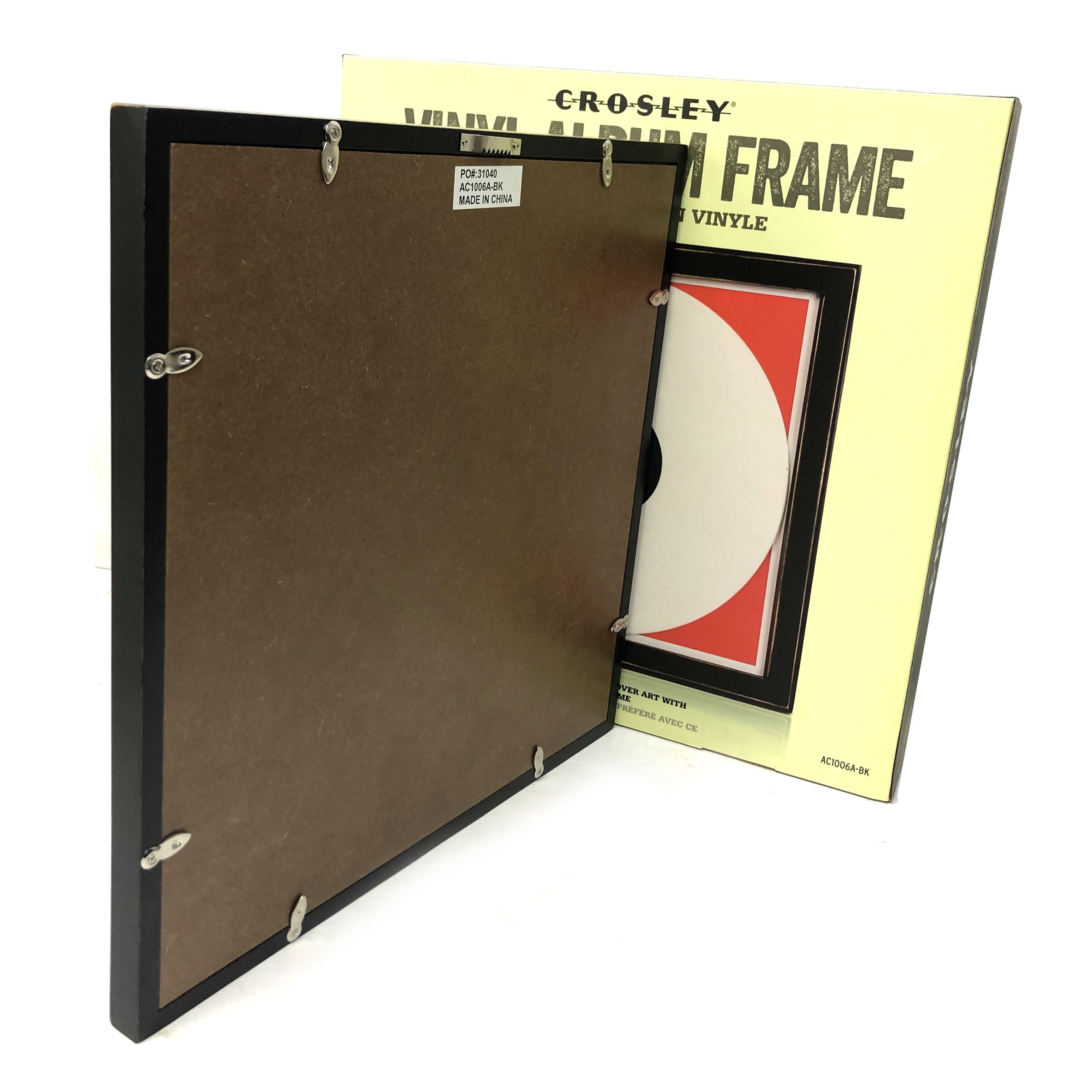 Crosley LP Vinyl Record Wall Display Wood Frame - Black V185-CR1006
