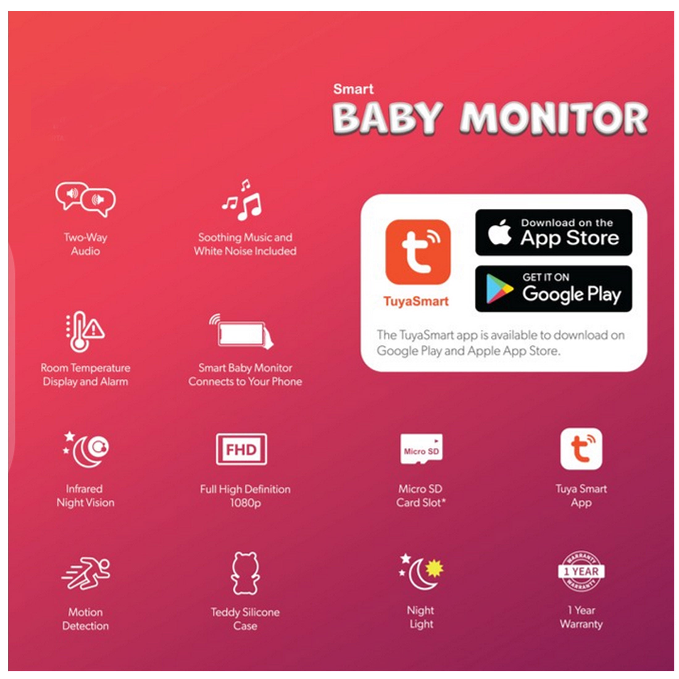 New DGTEC Teddy Smart Full HD Baby Monitor Blue iOS Android App V185-DG163BMBL