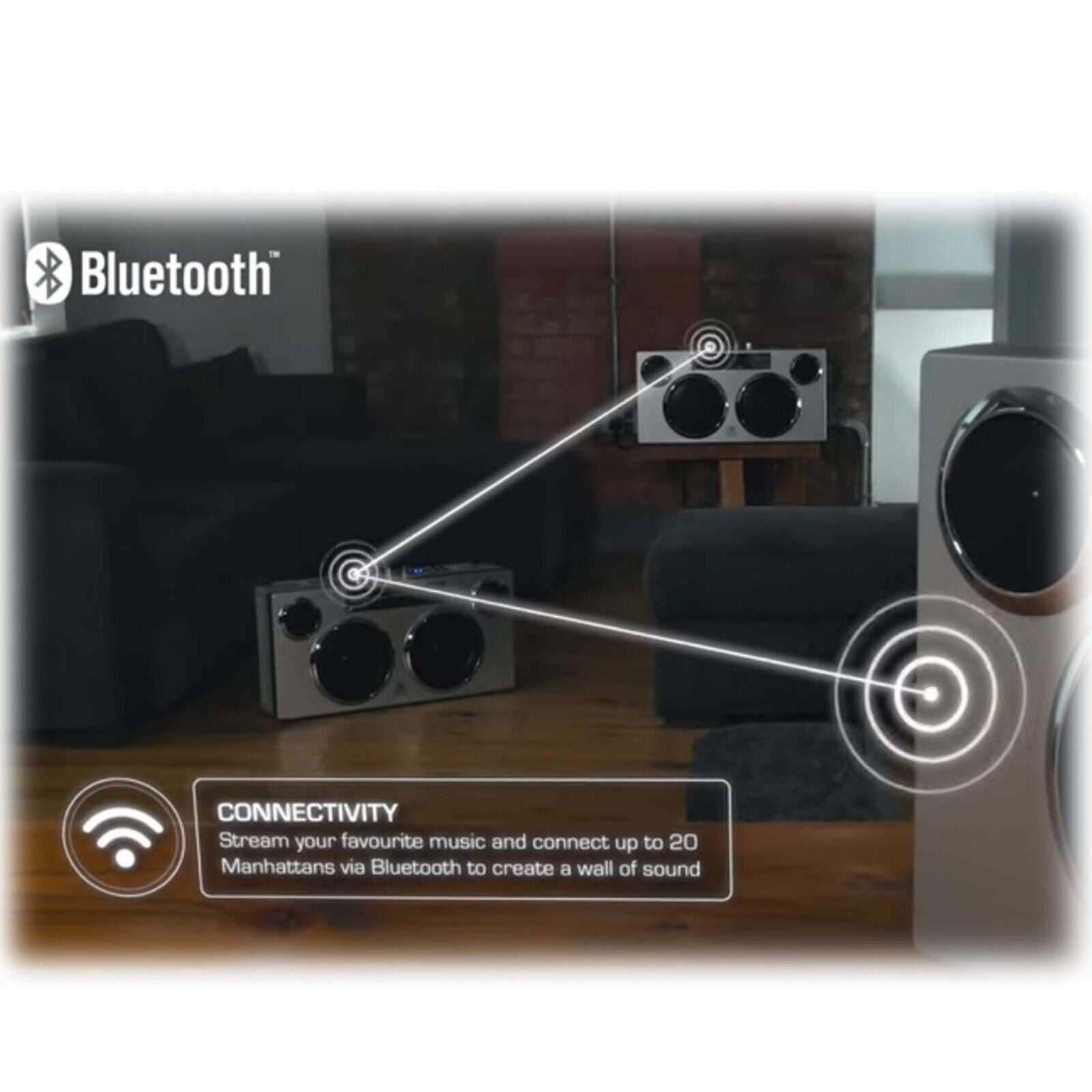 GPO Manhattan Retro Boombox Style Bluetooth Party PA Speaker Portable V185-GPO928
