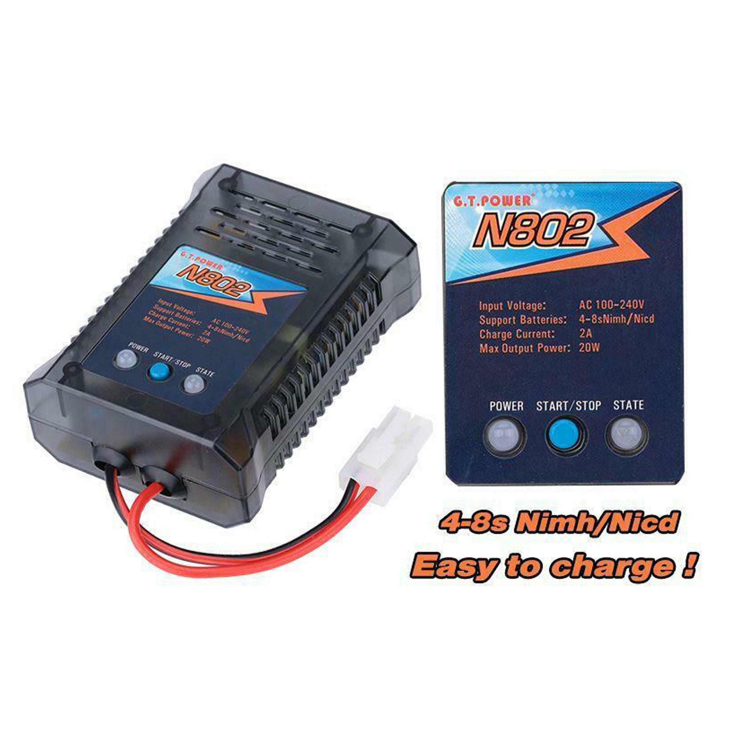 GT Power N802 NiMH NiCd Quick Battery AC Charger RC Hobby 2Amp Tamiya V185-GTN802TAM