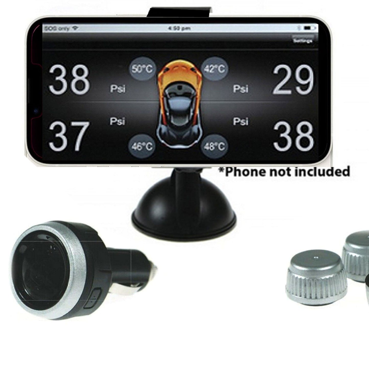Gator DIY BT Wireless Car Tyre Pressure Monitor Monitoring System App Control TPM iOS V185-GTPMS4BT