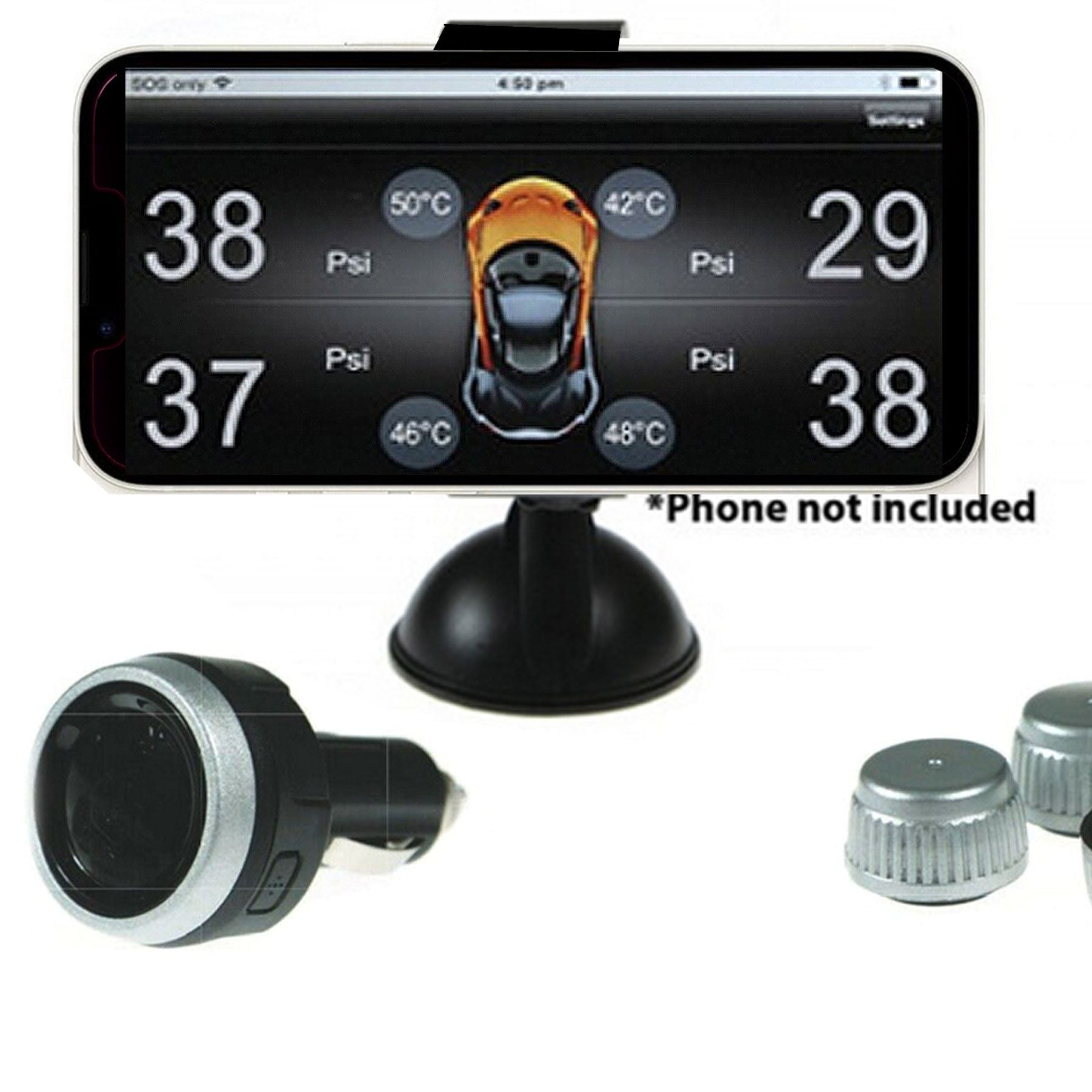 Gator DIY BT Wireless Car Tyre Pressure Monitor Monitoring System App Control TPM iOS V185-GTPMS4BT