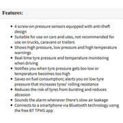 Gator DIY BT Wireless Car Tyre Pressure Monitor Monitoring System App Control TPM iOS V185-GTPMS4BT