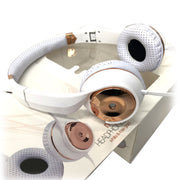 White Rose Gold Holysmoke Motif On Ear Foldable Headphones V185-HPMTWG