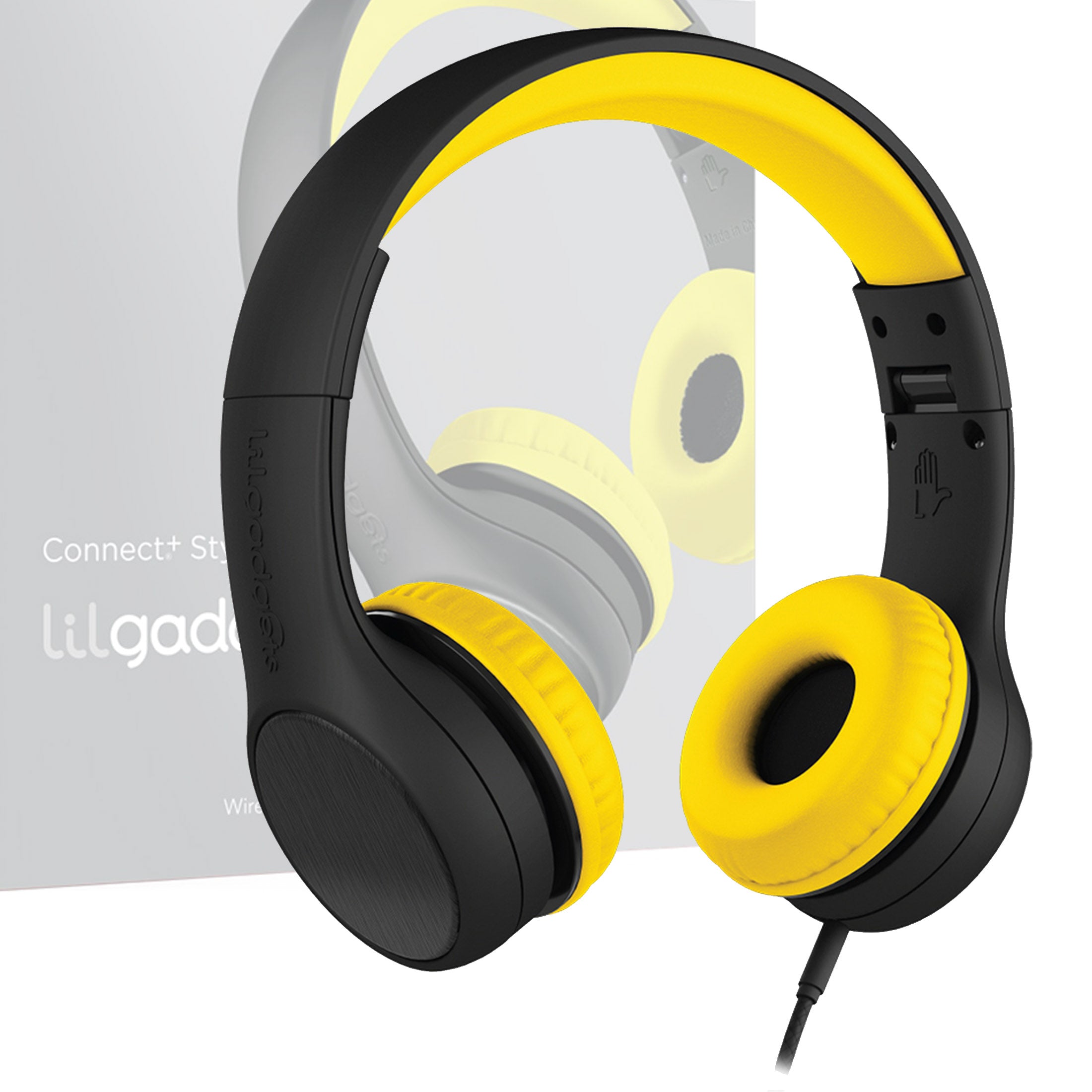 LilGadgets Connect + Childrens Kids Wired Headphones Black Yellow V185-LGCS08BY