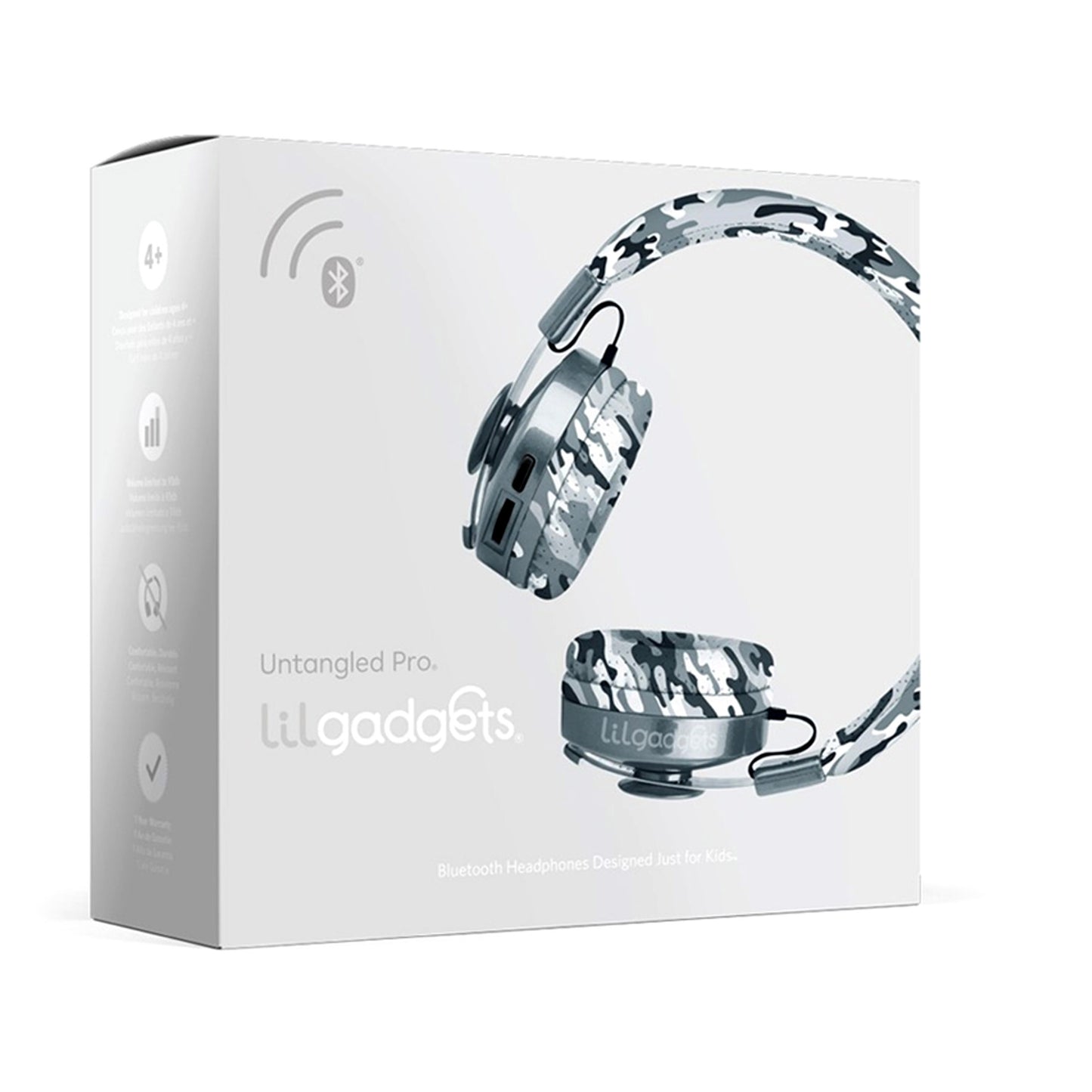 LilGadgets Untangled Pro Premium Children's Wireless Headphones Snow Camo V185-LGUT07SC