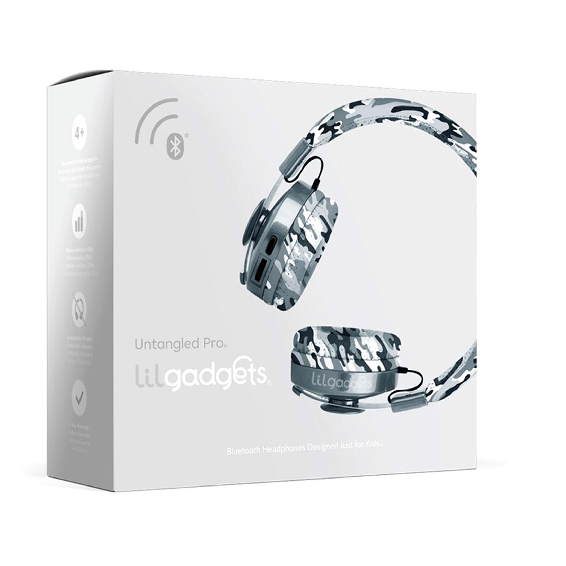 LilGadgets Untangled Pro Premium Children's Wireless Headphones Snow Camo V185-LGUT07SC