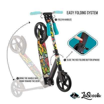 Lascoota Pulse Kick Push Commuter Scooter Teen Adult Graphic Black V185-LSRDHT04GRA