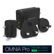 Omnia Pro 100W Fast Power Charger Adaptor USB-C USB-A Black MacBook Laptop iPad iPhone V185-PROBLACK