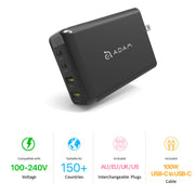 Omnia Pro 100W Fast Power Charger Adaptor USB-C USB-A Black MacBook Laptop iPad iPhone V185-PROBLACK