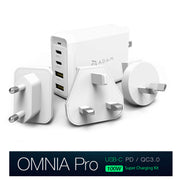 Omnia Pro 100W Most Powerful Compact Fast Charger USB-C USB-A White MacBook Laptop iPad iPhone V185-PROWHITE