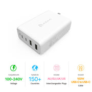 Omnia Pro 100W Most Powerful Compact Fast Charger USB-C USB-A White MacBook Laptop iPad iPhone V185-PROWHITE