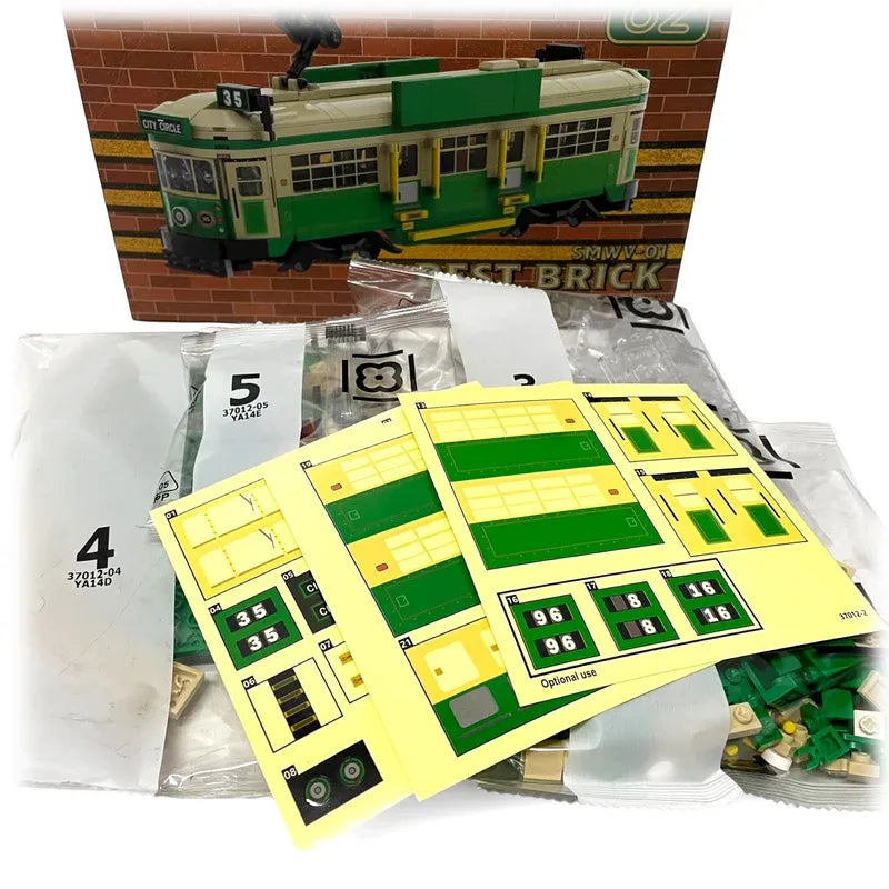 Best Brick Australia Melbourne W-Class Tram Building Block Toy Model V185-SMWV01