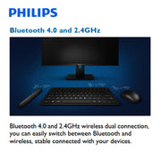 Philips Wireless Compact Keyboard BT 2.4Ghz Bluetooth Multi Device SPK6624 V185-SPK6624