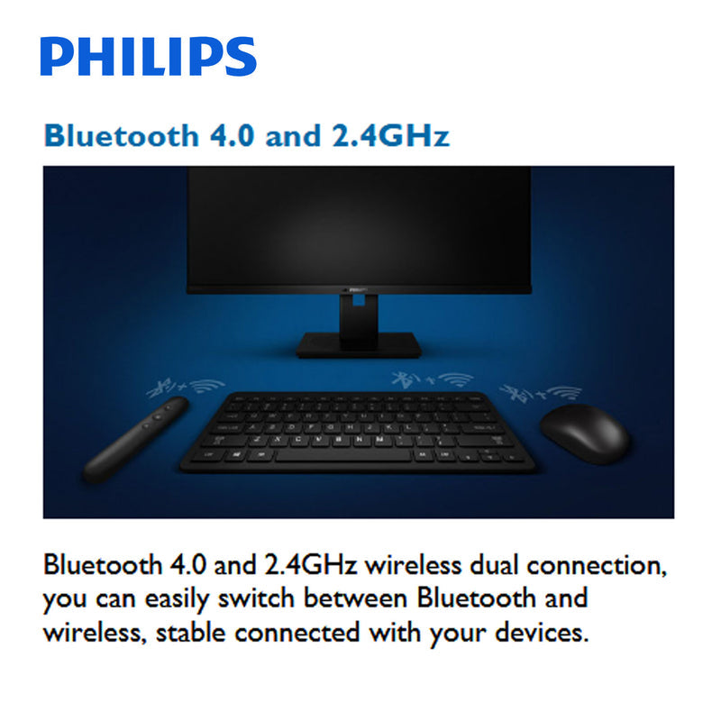 Philips Wireless Compact Keyboard BT 2.4Ghz Bluetooth Multi Device SPK6624 V185-SPK6624
