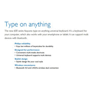 Philips Wireless Compact Keyboard BT 2.4Ghz Bluetooth Multi Device SPK6624 V185-SPK6624