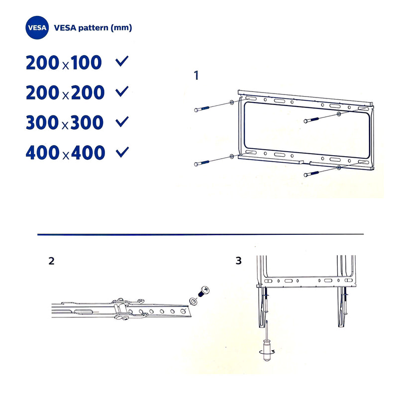 Philips Tilt TV Monitor Wall Mount Bracket for 32 40 55 65 70 75 Inch Universal SQM7442 V185-SQM7442