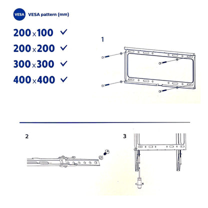 Philips Tilt TV Monitor Wall Mount Bracket for 32 40 55 65 70 75 Inch Universal SQM7442 V185-SQM7442