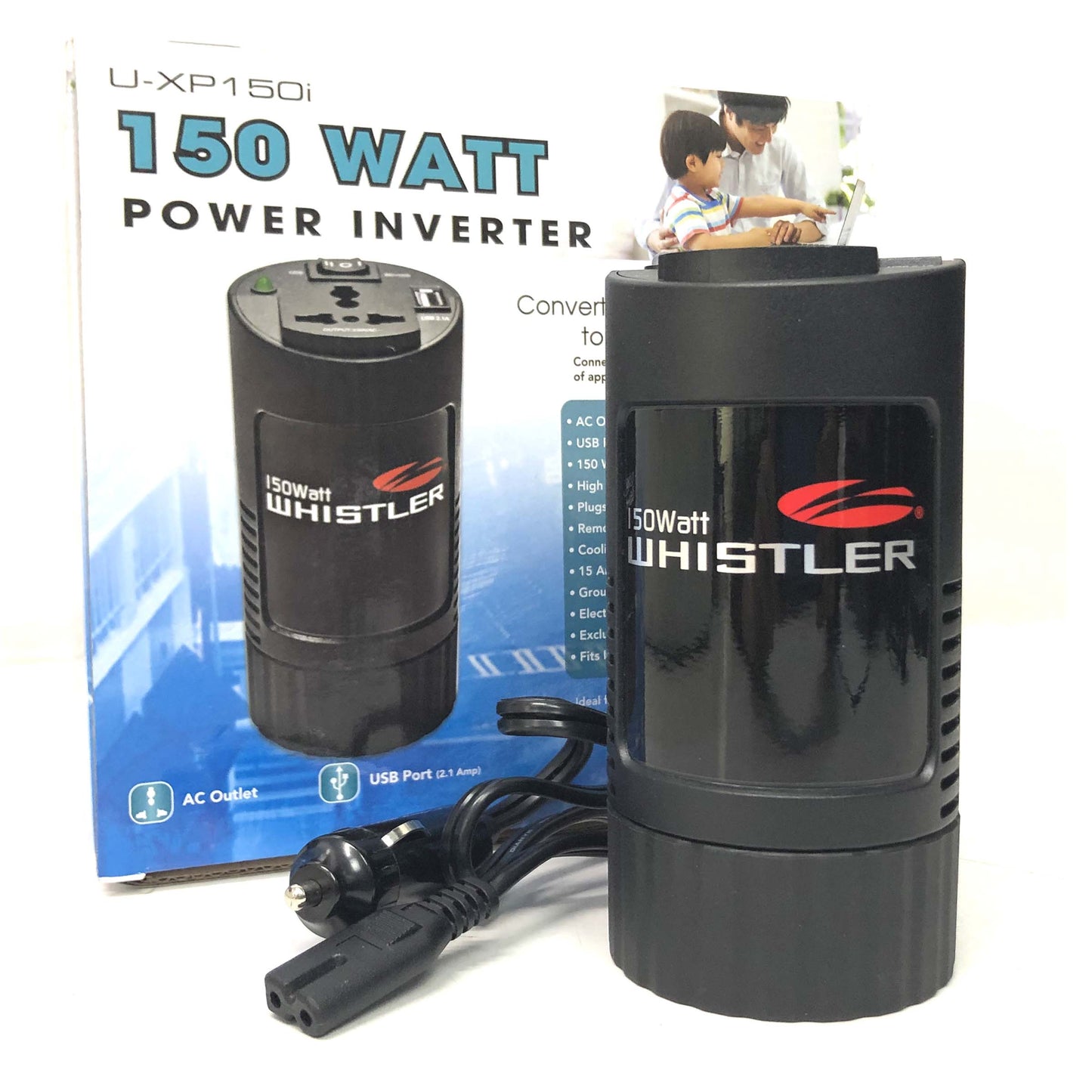Compact 150W Car Caravan Power Inverter 12v 240v AC DC Sine Wave Can Cup Holder Size V185-UXP150