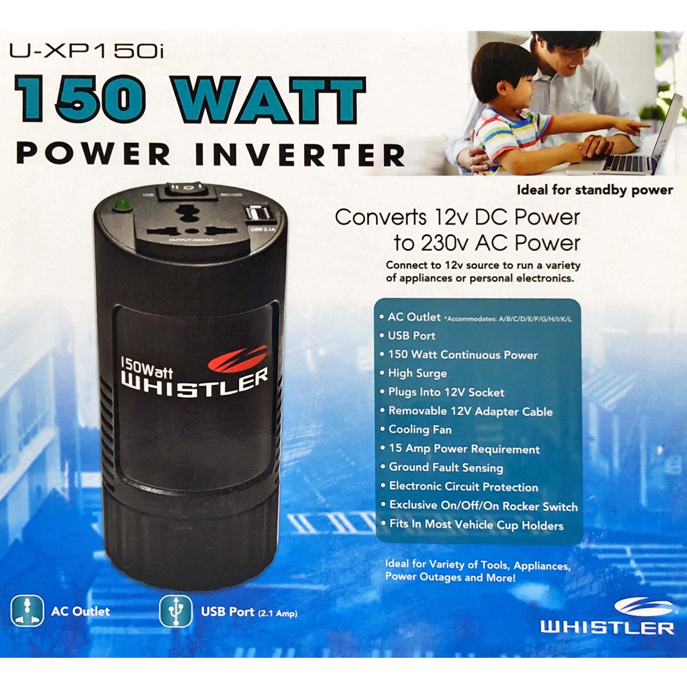 Compact 150W Car Caravan Power Inverter 12v 240v AC DC Sine Wave Can Cup Holder Size V185-UXP150
