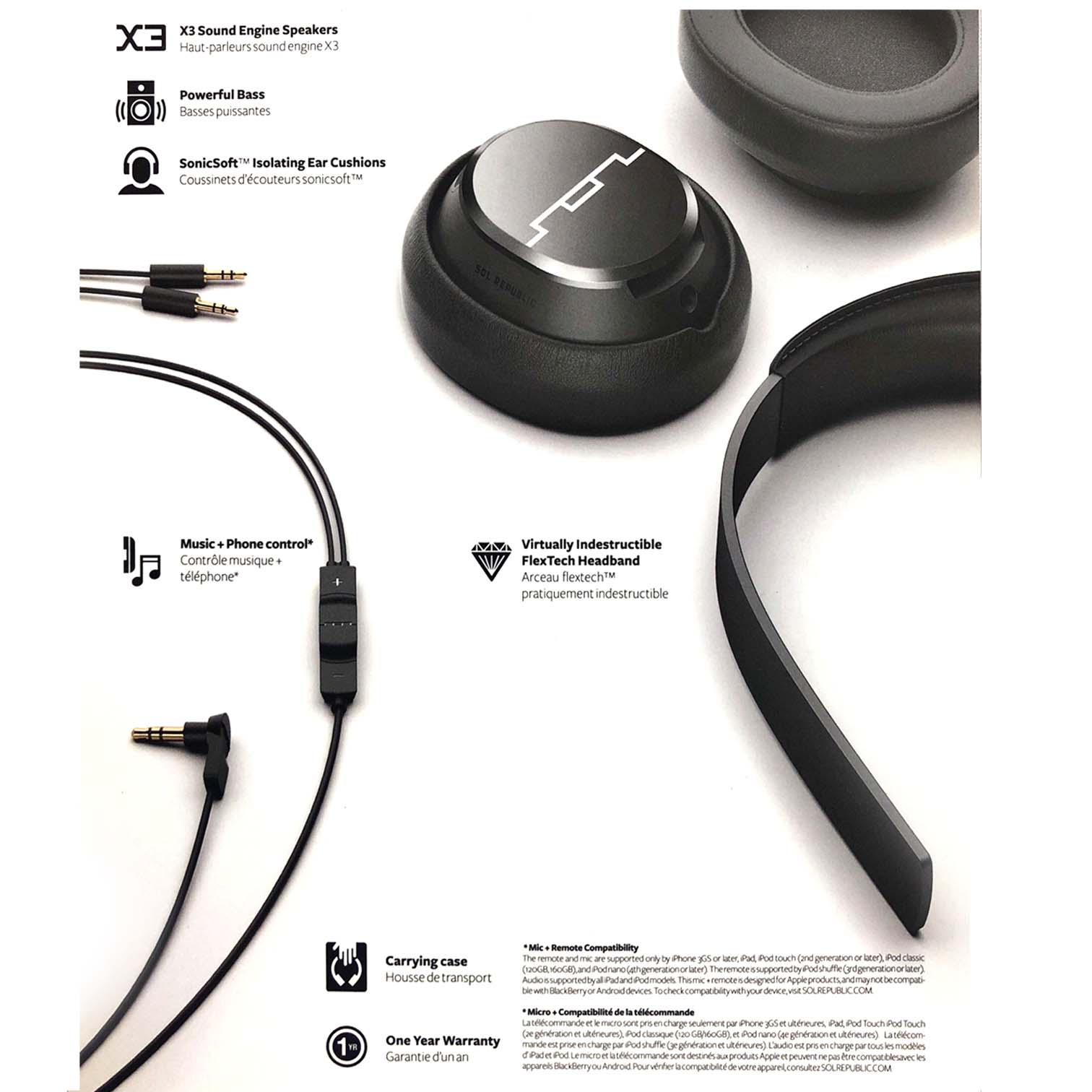 SOL Republic Master Tracks X3 Over-Ear Headphones Wired White V185-WHT1601-32