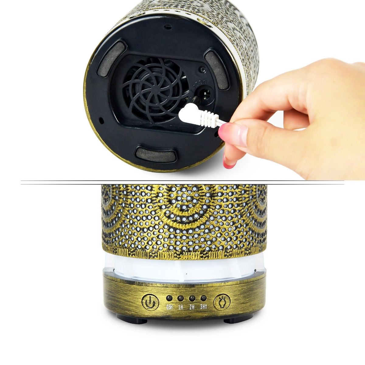 activiva 100ml Metal Essential Oil and Aroma Diffuser-Vintage Gold V186-ACA-AD-S1