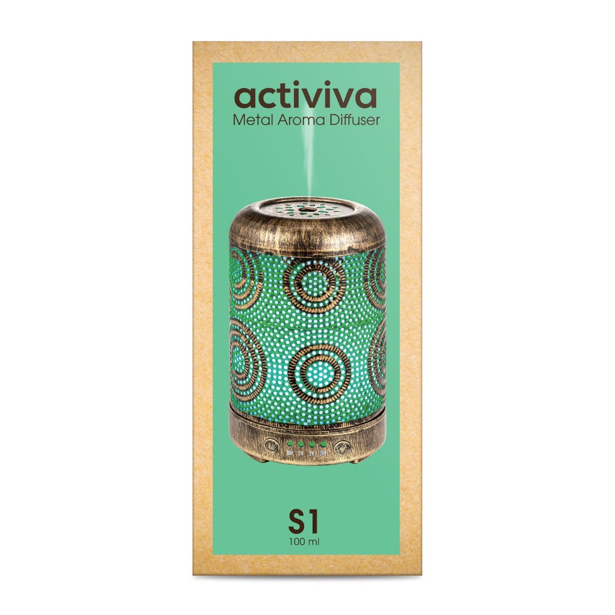 activiva 100ml Metal Essential Oil and Aroma Diffuser-Vintage Gold V186-ACA-AD-S1