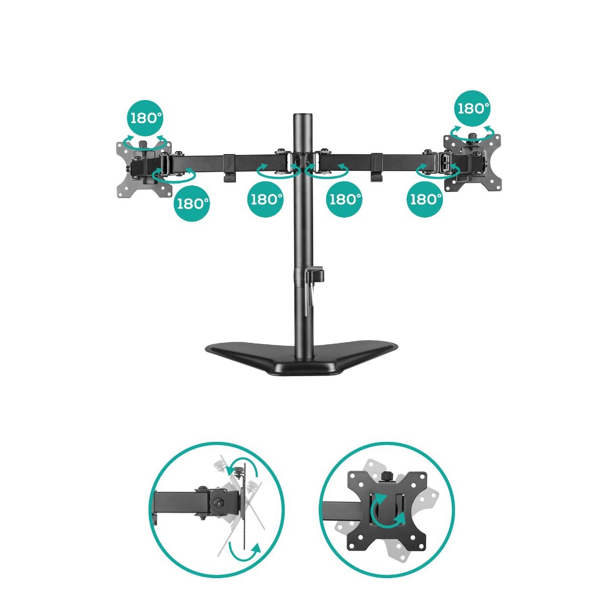 activiva Dual-Screen Articulating Monitor Arm with Free-Standing Desktop Base V186-ACA-BMA-DFS01K