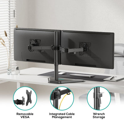 activiva Dual-Screen Articulating Monitor Arm with Free-Standing Desktop Base V186-ACA-BMA-DFS01K