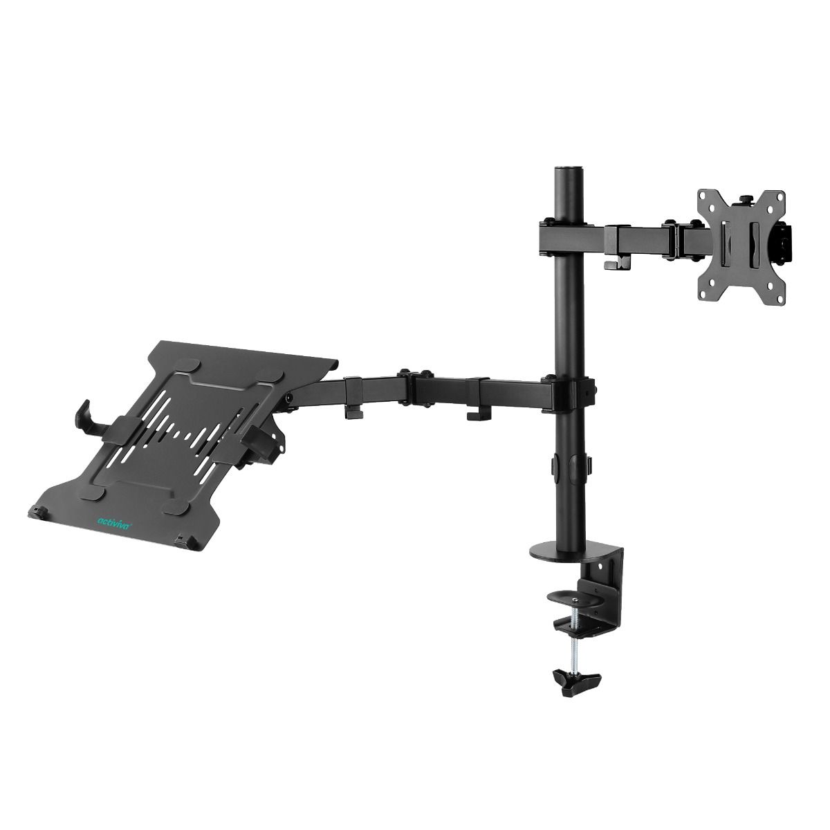 activiva Dual-Screen Articulating Monitor Arm with Interchangeable Laptop Holder V186-ACA-BMA-DLH01K