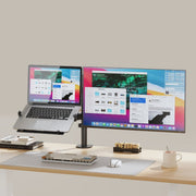 activiva Dual-Screen Articulating Monitor Arm with Interchangeable Laptop Holder V186-ACA-BMA-DLH01K