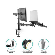 activiva Dual-Screen Articulating Monitor Arm with Interchangeable Laptop Holder V186-ACA-BMA-DLH01K
