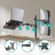 activiva Dual-Screen Articulating Monitor Arm with Interchangeable Laptop Holder V186-ACA-BMA-DLH01K