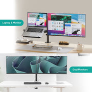 activiva Dual-Screen Articulating Monitor Arm with Interchangeable Laptop Holder V186-ACA-BMA-DLH01K