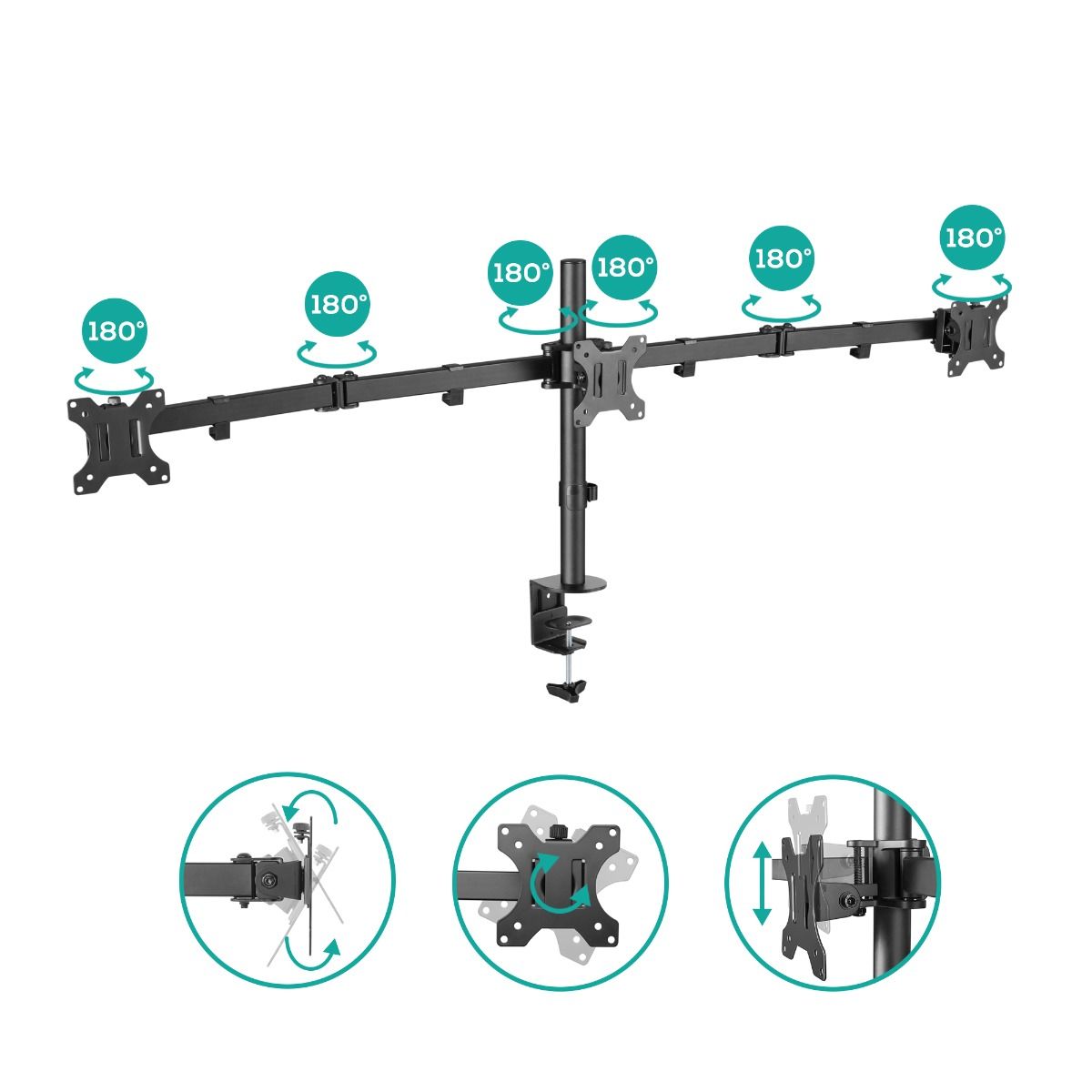 activiva Triple-Screen Articulating Monitor Arm V186-ACA-BMA-TC01K