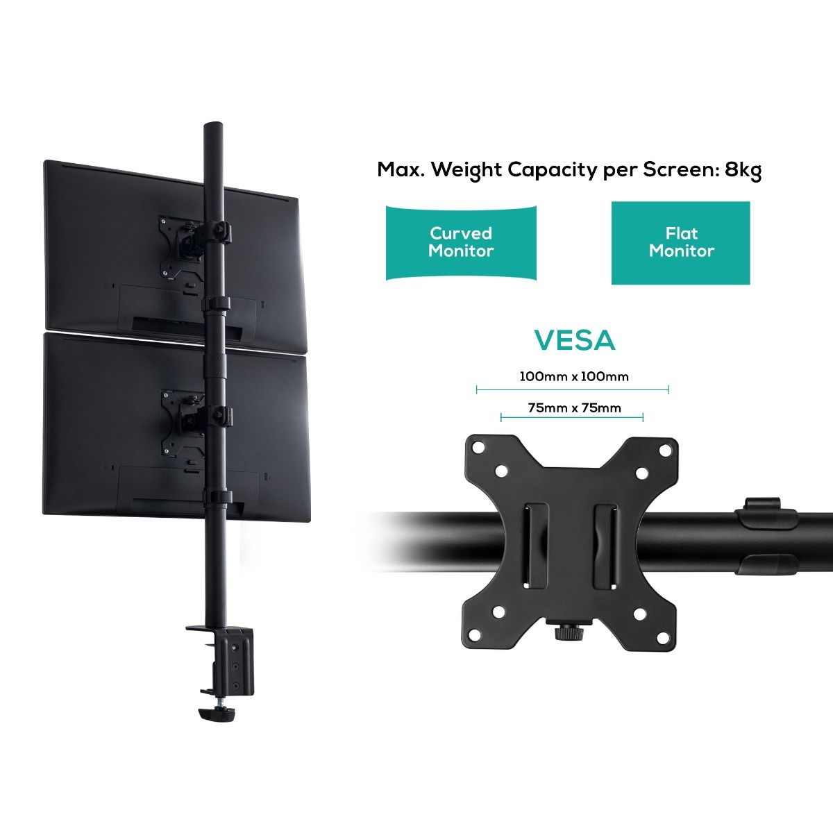 activiva Dual-Screen Articulating Vertical Monitor Arm V186-ACA-BMA-VDC01K