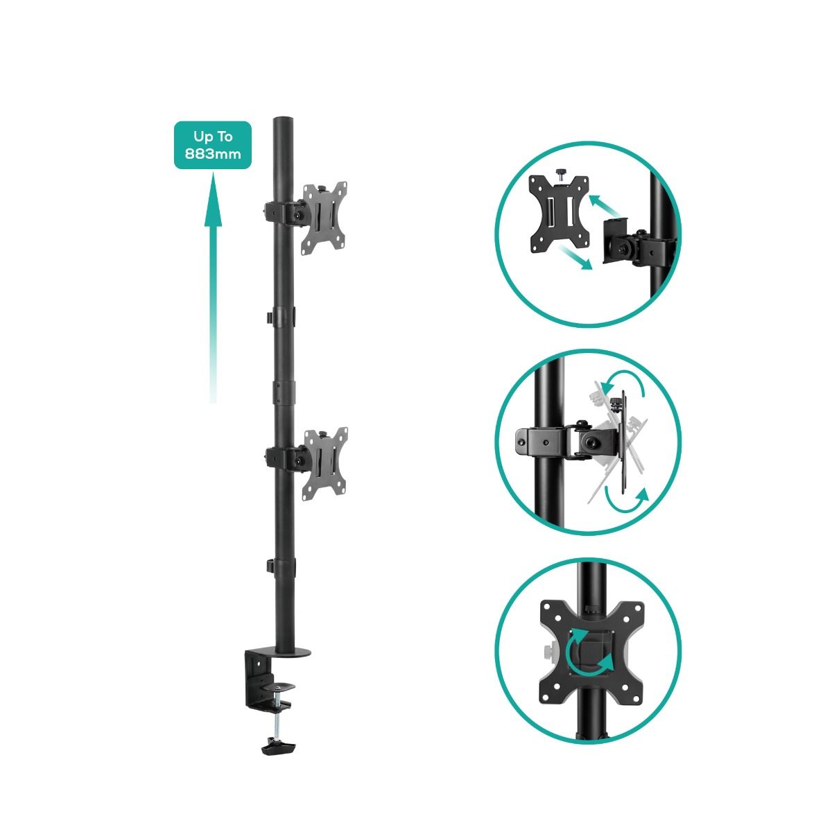 activiva Dual-Screen Articulating Vertical Monitor Arm V186-ACA-BMA-VDC01K