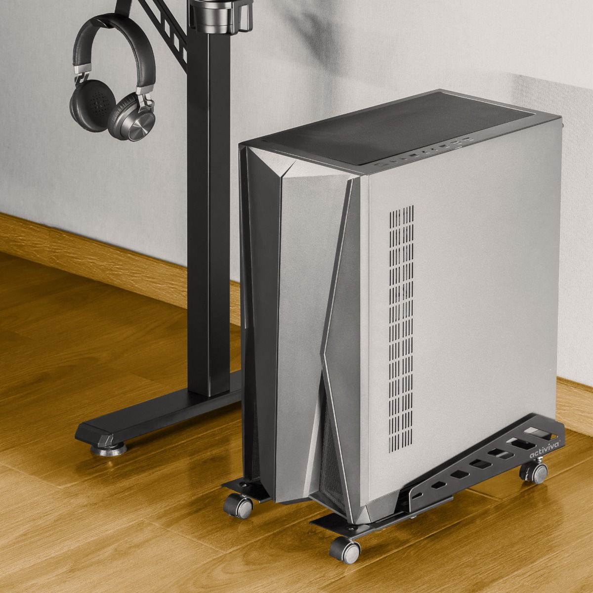 activiva Heavy-Duty PC Mobile Floor Stand with Casters V186-ACA-MFS-01K