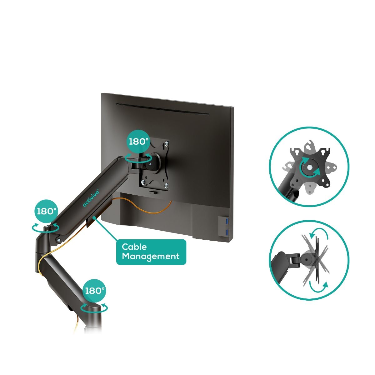 activiva Ergolife Dual-Screen Gas Spring Monitor Arm V186-ACA-MMA-DGC22K