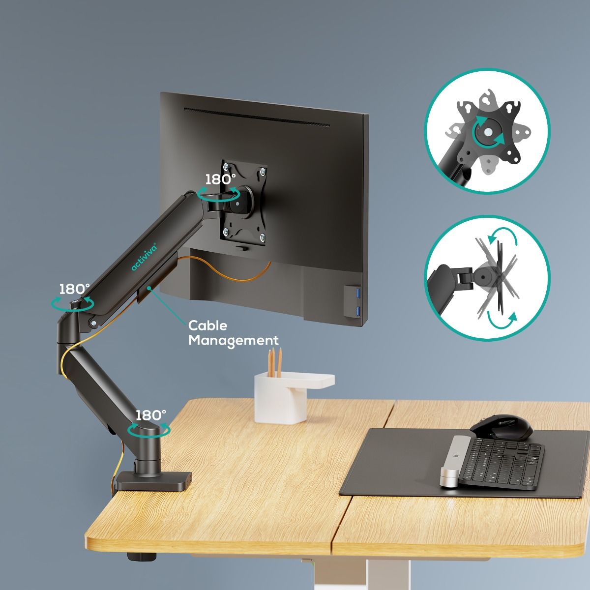 activiva Ergolife Single-Screen Gas Spring Monitor Arm V186-ACA-MMA-SGC22K