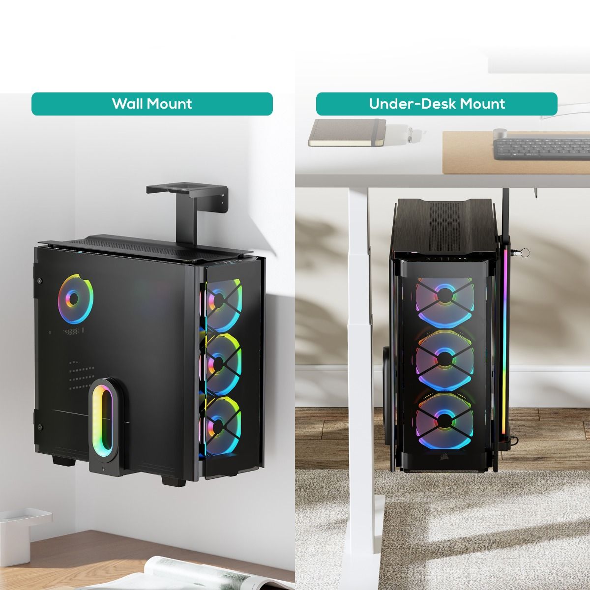 activiva RGB Ultra-Wide Adjustable Wall & Under-Desk Gaming PC Mount V186-ACA-MNT-RGB01K